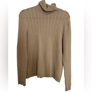 Charter Club SzL Tan 100% Cashmere Turtleneck Cable Knit Sweater